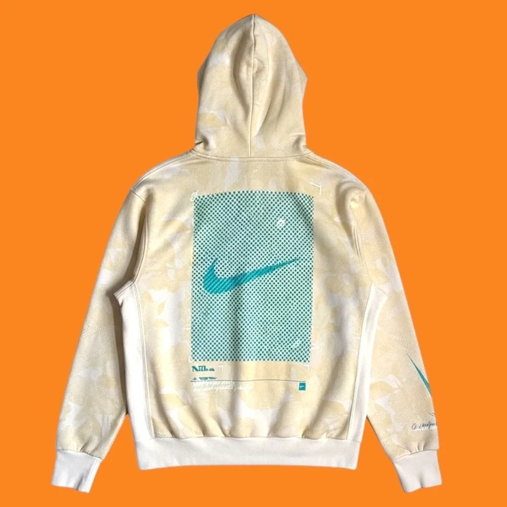 Nike Dri-FIT‎ Standard Issue Hoodie Men's Size M Cream Yellow Floral Graphic
